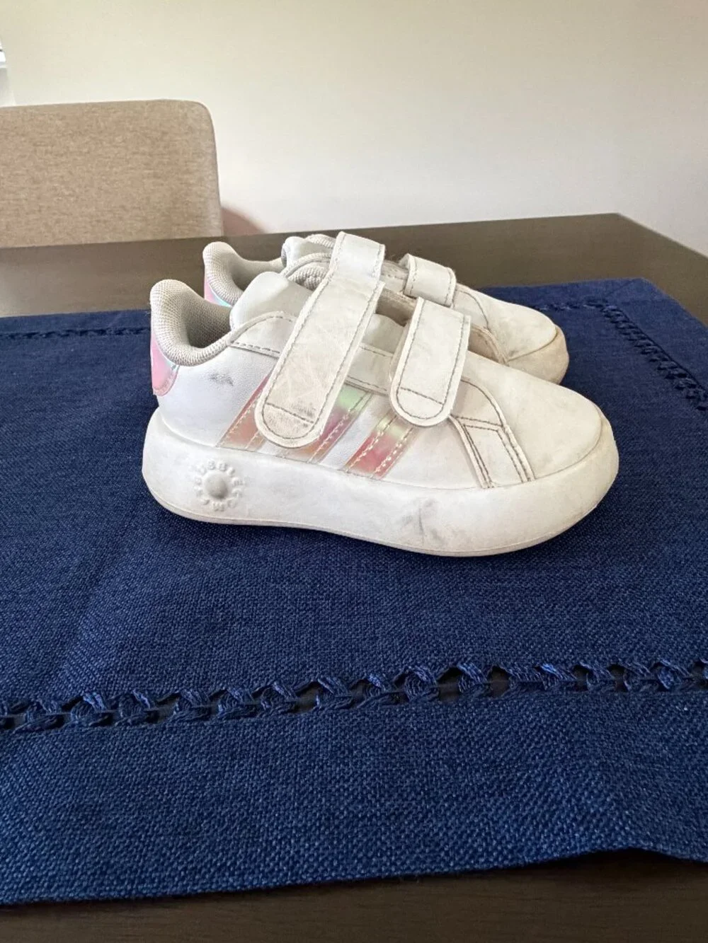 Adidas Toddler Sneakers | Size 7 | White Iridescent Pink Stripe Shoes